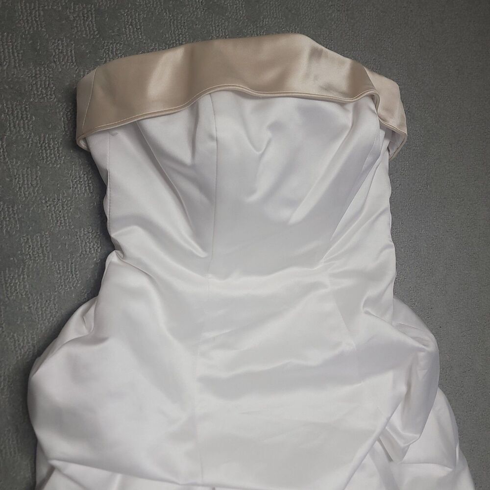 David's Bridal Wedding Dress Size 4 White Champagne Cuff Neckline T9168 - Picture 13 of 16